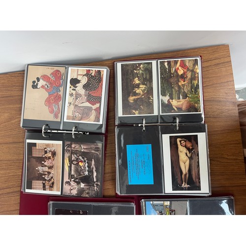 543 - POSTCARDS. In 6 albums and all in VG coindition. Lots of modern art, nudes (quite a few). And Japan,... 