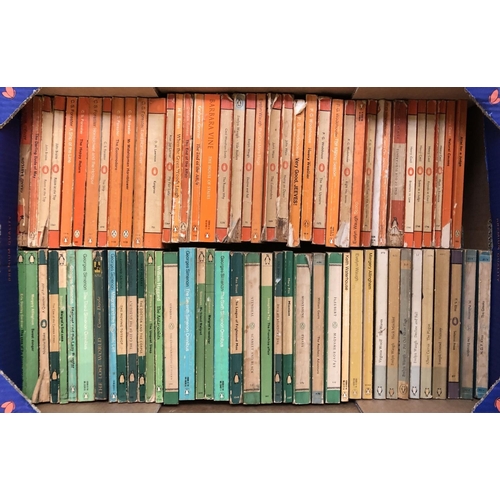 485 - PENGUIN BOOKS. Mostly vintage copies in two boxes. 100 + items. Mostly in Good or better condition.