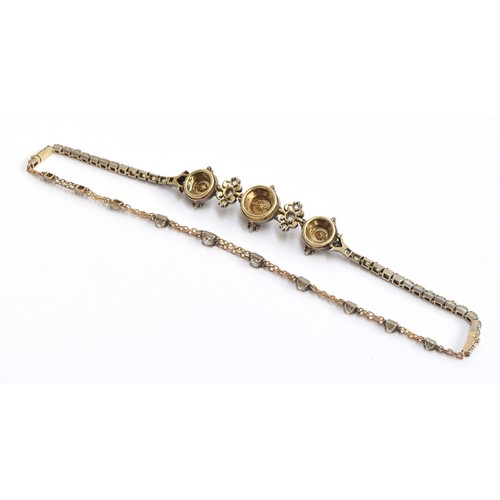 20 - A late Victorian gold and silver mounted diamond choker necklace/converting pair of bracelets, the r... 