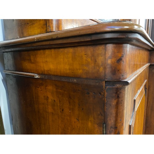 422 - A 19th century glazed breakfront bookcase, the moulded pediment over a four section glazed top, the ... 