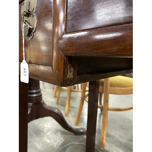 466 - A Chinese hardwood and burr elm side table, Republican, with arrangement of three drawers, 74cm wide... 