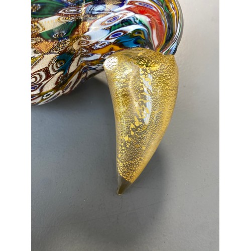 199 - A mid century Murano Vetreria Artistica glass toucan, millefiori and gold fleck pattern, bears label... 