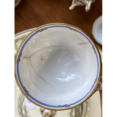 179 - A 19th century porcelain part tea service, approx. 36 pieces, turquoise, cobalt blue and gilt patter... 