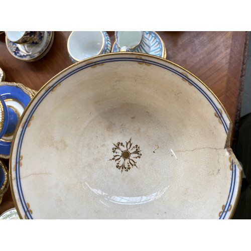 179 - A 19th century porcelain part tea service, approx. 36 pieces, turquoise, cobalt blue and gilt patter... 