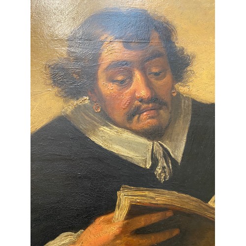 285 - 19th century oil on panel, 'Man Reading', stamped to verso 'Jordans Pinx', 69x54cm