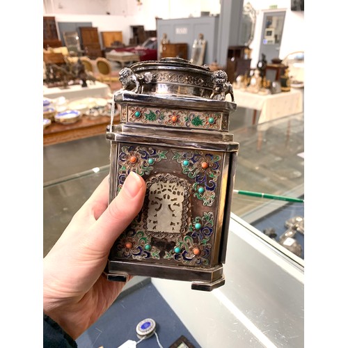 89 - An exceptional early 20th century Chinese export table top cigarette dispenser or smoking box, all o... 