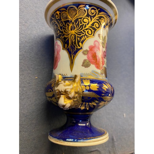 192 - A collection of eleven 19th century cobalt blue and gilt vases, various conditions, hand painted wit... 