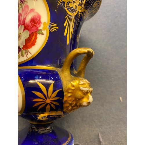 192 - A collection of eleven 19th century cobalt blue and gilt vases, various conditions, hand painted wit... 