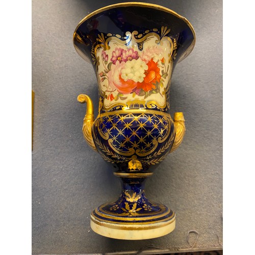 192 - A collection of eleven 19th century cobalt blue and gilt vases, various conditions, hand painted wit... 