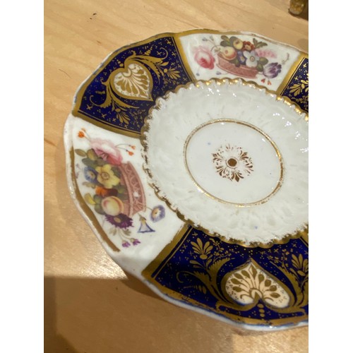 196 - A collection of 18th and 19th century cobalt blue and gilt porcelain, varying conditions, to include... 