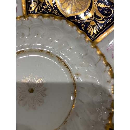 196 - A collection of 18th and 19th century cobalt blue and gilt porcelain, varying conditions, to include... 