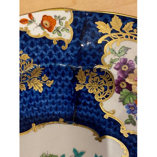 196 - A collection of 18th and 19th century cobalt blue and gilt porcelain, varying conditions, to include... 