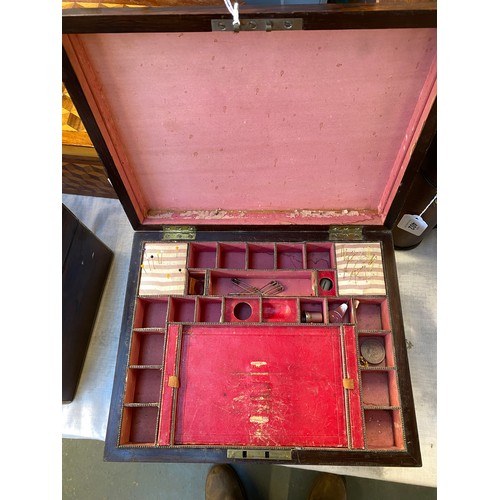 404 - A George IV mahogany dual sewing/writing box, by Podmore & Powells of Chester, with campaign style b... 