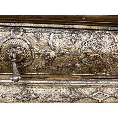 379 - An 18th century Italian gilt gesso console table, the top worked in low relief, over two slides and ... 