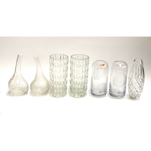 106 - Three pairs of glass vases, to include Royal Brierley; together with a single Stuart crystal cut gla... 