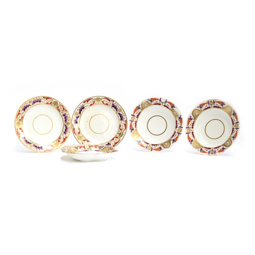 107 - A pair of early 19th century Royal Crown Derby soup bowls c.1805-20, florally painted with grapes an... 