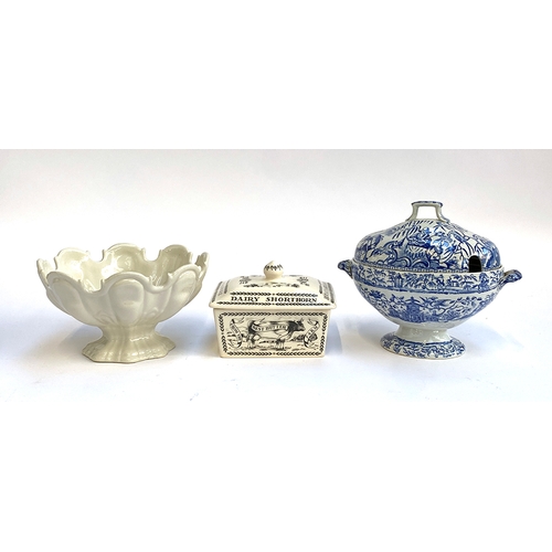 114 - A white porcelain Casa Pup fruit bowl, 22cmW; together with an Emma Bridgewater butter dish; and a b... 