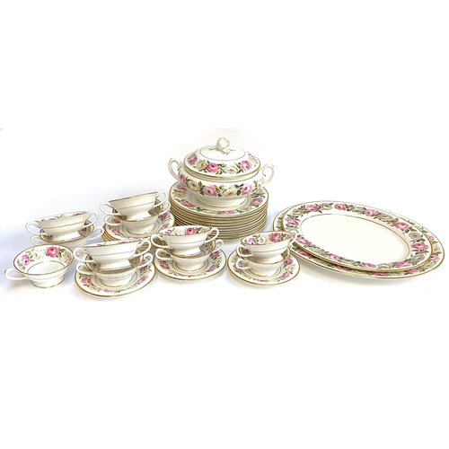 234 - Royal Worcester 'Royal Garden Elgar' part dinner service, comprising twin handled cups (11), saucers... 