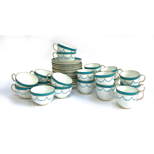 118 - A late 19th/early 20th century Minton part tea and coffee service, turquoise and gilt decoration, co... 