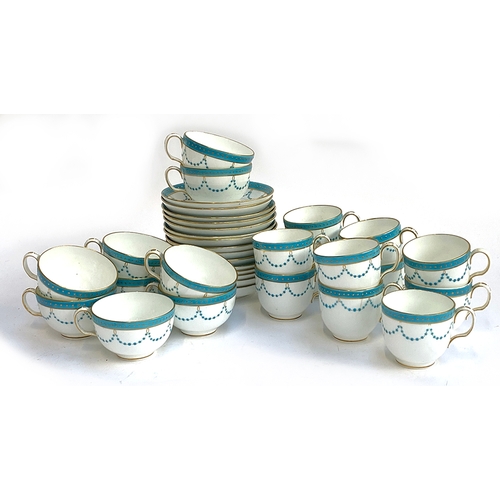 118 - A late 19th/early 20th century Minton part tea and coffee service, turquoise and gilt decoration, co... 