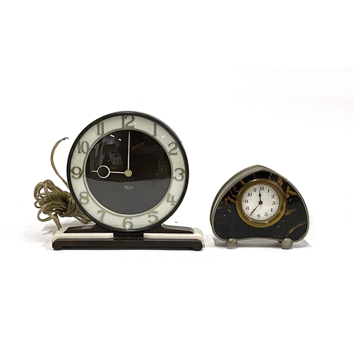 290 - Vintage smiths sectric bakerlight mantle clock, together with a small metal and faux tortoiseshell d... 