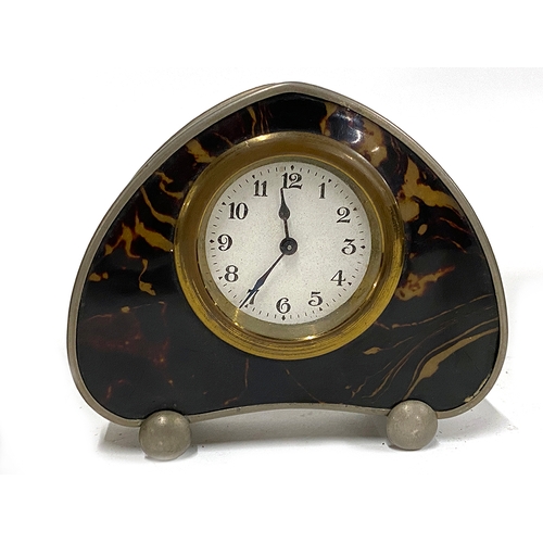 290 - Vintage smiths sectric bakerlight mantle clock, together with a small metal and faux tortoiseshell d... 