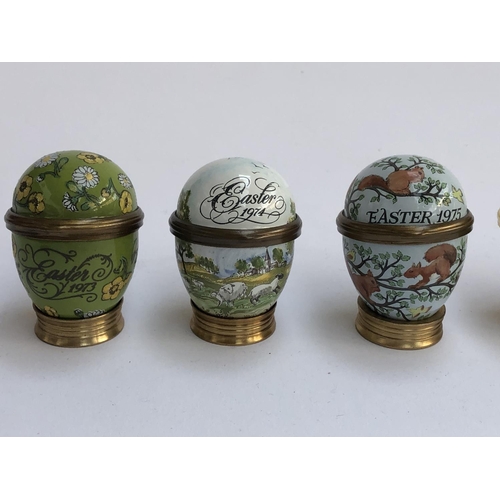 1276 - Seven Halcyon Days Easter commemorative trinket pot eggs, dating from 1973-1979