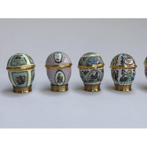 1277 - Ten Halcyon Days Easter commemorative trinket pot eggs, dating from 1990-1999