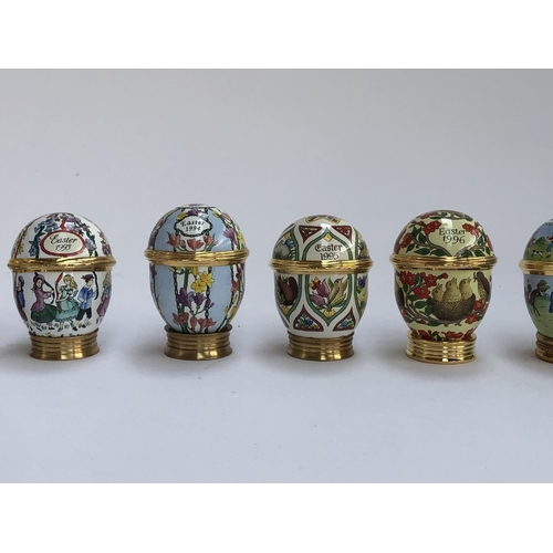 1277 - Ten Halcyon Days Easter commemorative trinket pot eggs, dating from 1990-1999