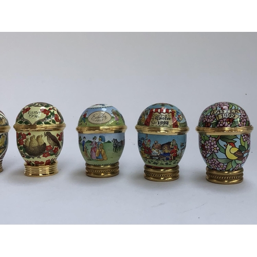 1277 - Ten Halcyon Days Easter commemorative trinket pot eggs, dating from 1990-1999