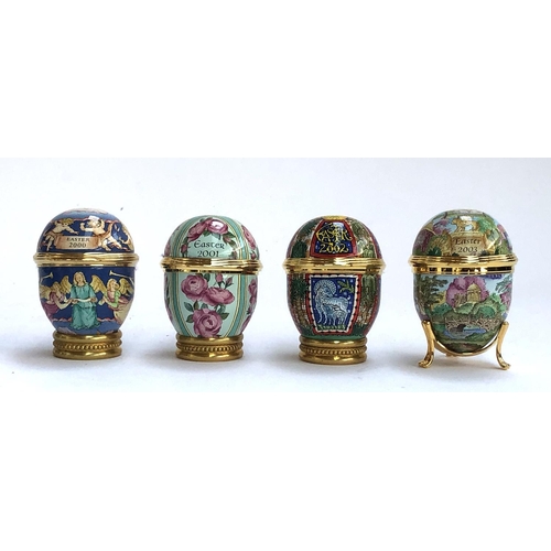 1278 - Four Halcyon Days Easter commemorative trinket pot eggs, dating from 2000-03