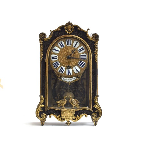 95 - A Louis XV ormolu mounted and boulle mantel clock by Decovigny, mid 18th century, brass embossed dia... 