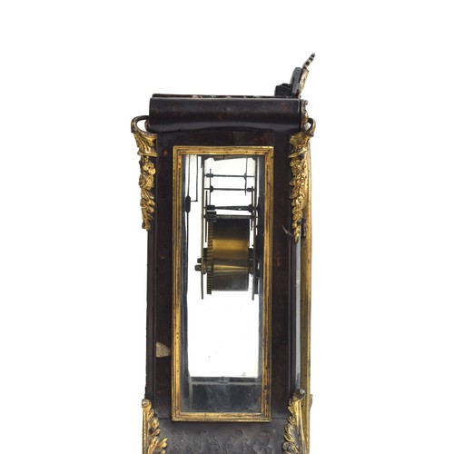 95 - A Louis XV ormolu mounted and boulle mantel clock by Decovigny, mid 18th century, brass embossed dia... 