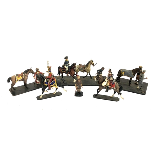 361 - Two Historex plastic figures of soldiers on horseback, together with a Rose metal model soldier, etc