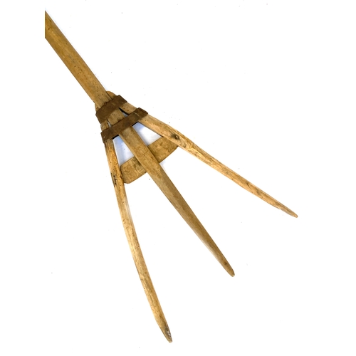 957 - An Anatolian wooden three pronged pitchfork