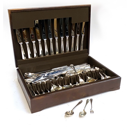 79 - Canteen of mostly plated cutlery, two silver teaspoons etc