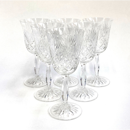 141 - Set of six Garrard crystal wine glasses, each 18cmH, unused in original presentation box