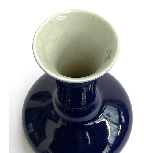 157 - A Chinese blue glaze vase, c.1954, character marks to base, 23cmH