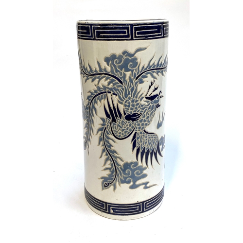 1171 - A blue and white Chinese stick stand, modern, 50cm high