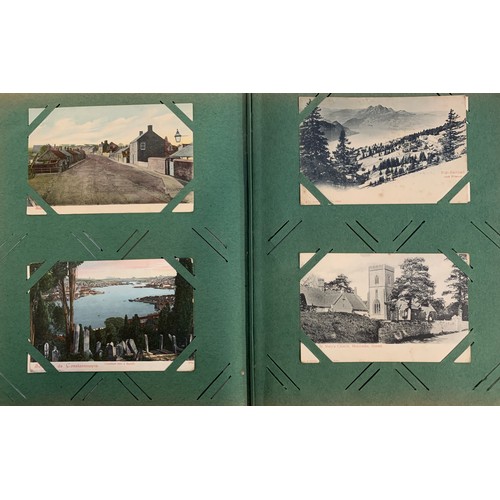 489 - POSTCARDS. A vintage postcard album containing vintage postcards (mainly early 20th C.). UK location... 