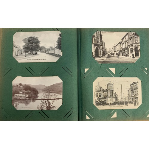 489 - POSTCARDS. A vintage postcard album containing vintage postcards (mainly early 20th C.). UK location... 