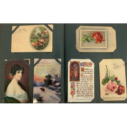 491 - POSTCARDS. Another vintage album with almost all unused vintage early 20th C. cards. UK locations in... 