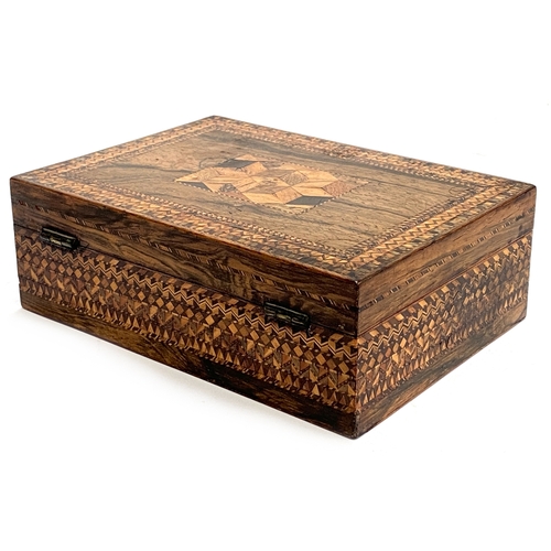 377 - A 19th century Tunbridge ware box, 18cm wide