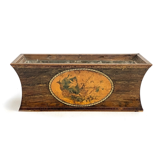 379 - Interior design interest: A 19th century rosewood veneer planter, decorated with a roundel of cupid ... 