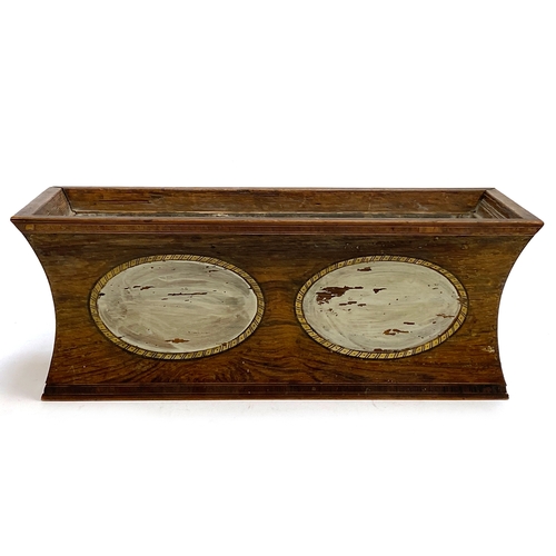 379 - Interior design interest: A 19th century rosewood veneer planter, decorated with a roundel of cupid ... 