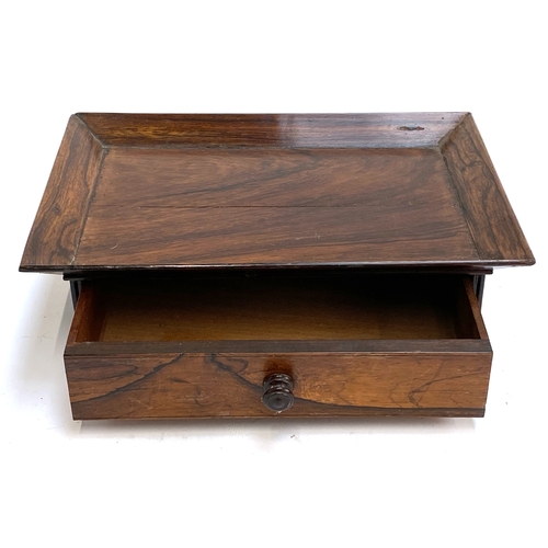 380 - A 19th century rosewood box with jutting gallery top, 37.5cmW