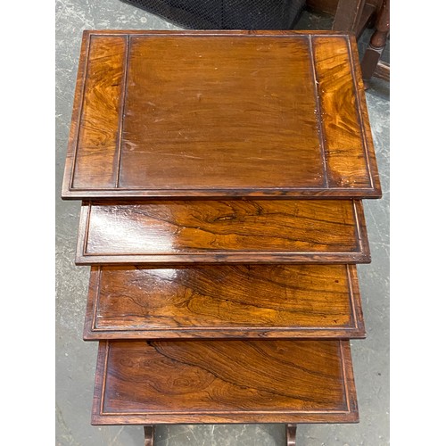 904 - A Regency style mahogany quartetto nest of tables, the largest 53x38x68cm