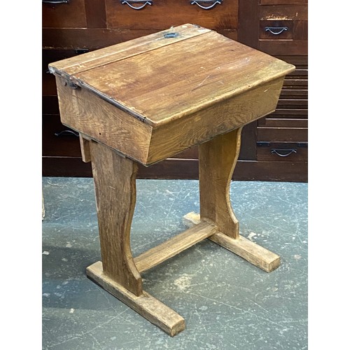 981 - An oak school desk, 56cmW