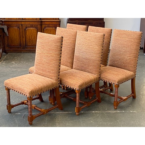 867 - A set of 18 modern hardwood dining chairs, two carvers, upholstered backs and seats
Provenance: Ashl... 