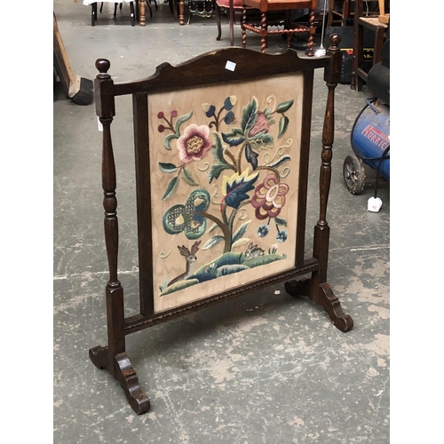 998 - A Victorian crewelwork firescreen, 73cmH